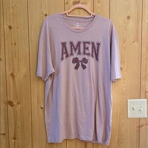 Lilac Short-Sleeve Tee with AMEN Graphic